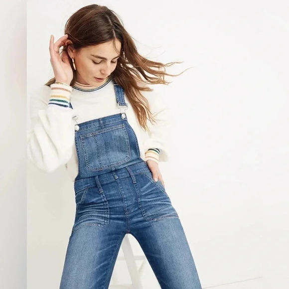 Madewell Skinny Overalls in Jansing Wash Stretch Denim Jean Coverall B443 - Picture 2 of 8